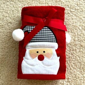 Set of 2 Christmas Santa Red,White&Black Gingham Plaid Checks Hand towels